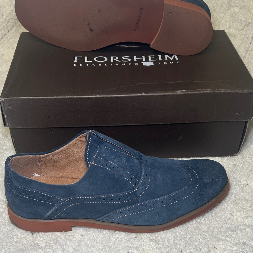 Florsheim Men's Blue Suede Slip-Ons
